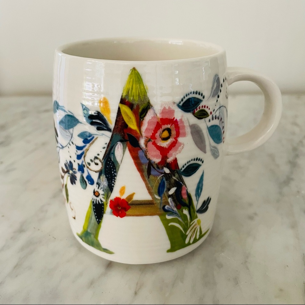 Anthropologie Petal Palette “A” Monogram Mug